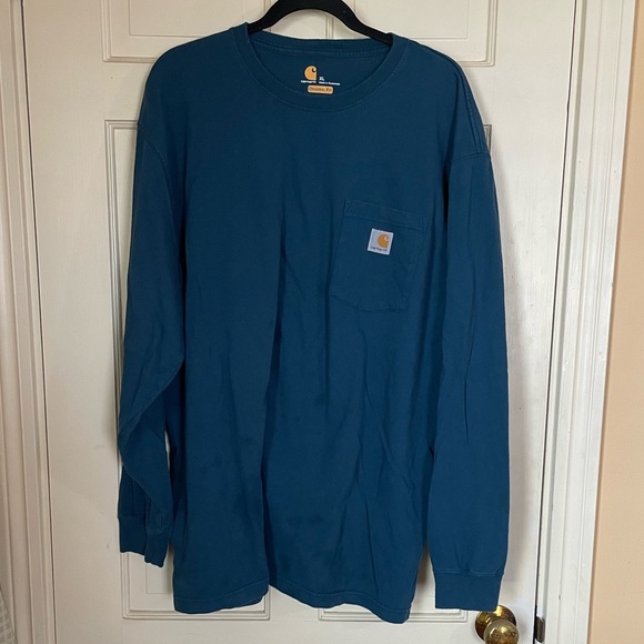 Carhartt Other - CARHARTT Men's Long Sleeve XL Original Fit T-Shirt Tee Shirt Blue Damaged
